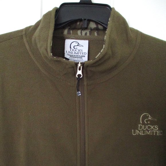 Ducks Unlimited Mens L/S Full Zip Olive Green Fleece Sweater NWOT - Size XL - Picture 3 of 3